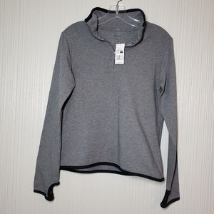Finish Line Athletics Women's 1/4 Zip Gray Cotton Lightweight Pullover,  Sz L